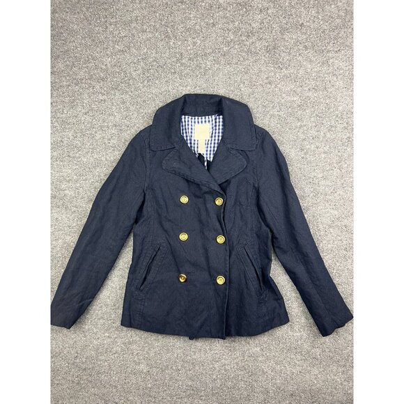 J. Crew Blazer Jacket Women's 0 Navy Blue Double Breasted Collared - Picture 1 of 8